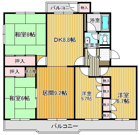 Floor plan. 4LDK, Price 9.5 million yen, Occupied area 91.14 sq m , Balcony area 14.4 sq m