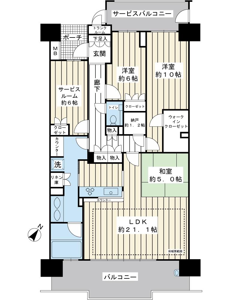 Floor plan. 3LDK + S (storeroom), Price 49,800,000 yen, Footprint 118.14 sq m , 3SLDK of balcony area 18.2 sq m fully equipped
