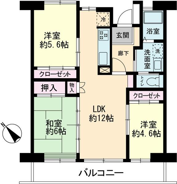 Floor plan. 3LDK, Price 29,800,000 yen, Occupied area 67.37 sq m , Balcony area 8.4 sq m