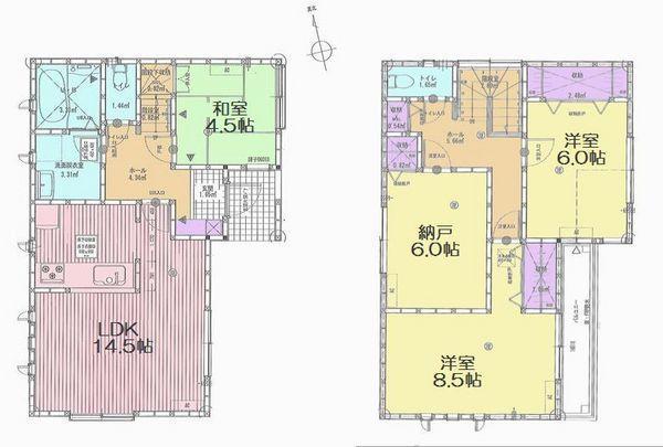 Floor plan. 48,800,000 yen, 3LDK+S, Land area 87.7 sq m , Building area 96.88 sq m