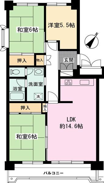 Floor plan. 3LDK, Price 31,800,000 yen, Occupied area 76.34 sq m , Balcony area 8.73 sq m