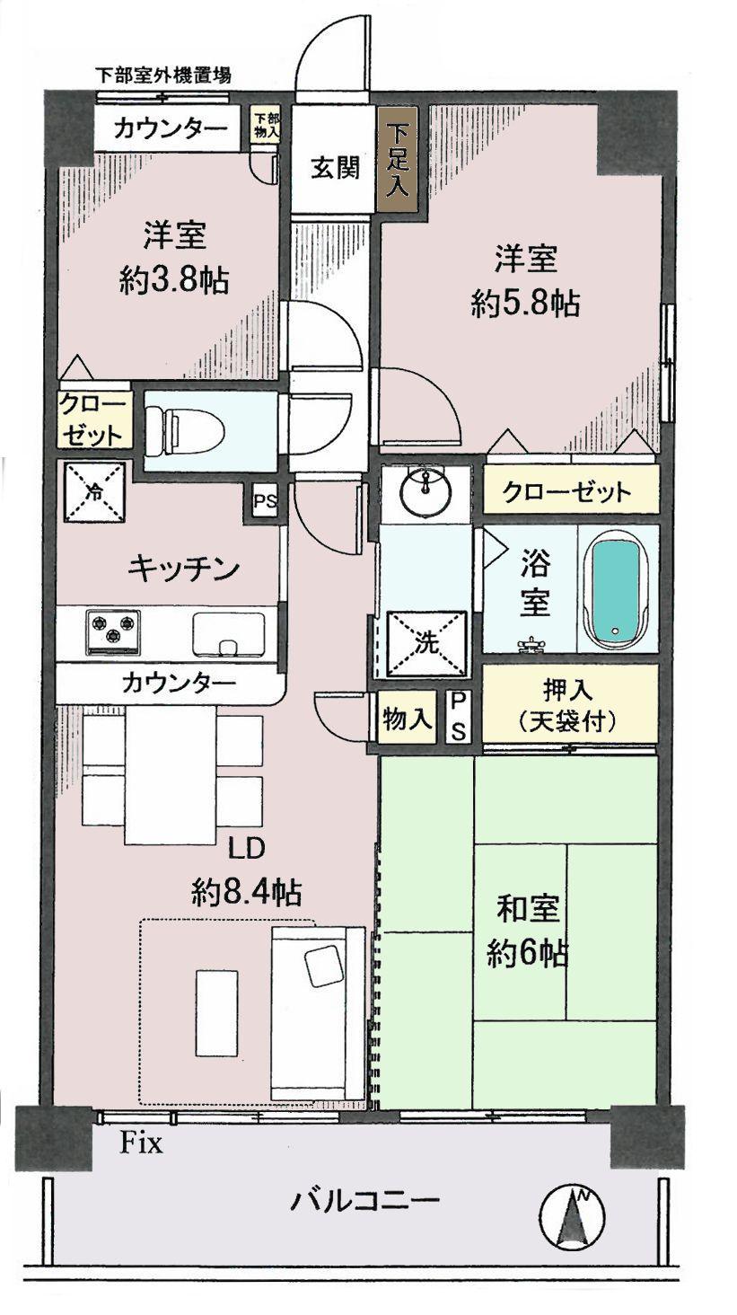 Floor plan. 3LDK, Price 25,800,000 yen, Footprint 60 sq m , When the balcony area 9 sq m house is changed, Change views ~ By all means please see once ~