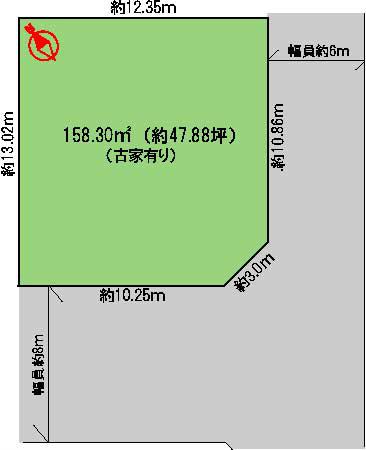 Compartment figure. Land price 68,800,000 yen, Land area 158.3 sq m southeast ・ Corner lot facing the southwest