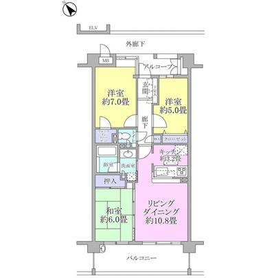 Floor plan. Is a floor plan of the easy-to-use 3LDK.
