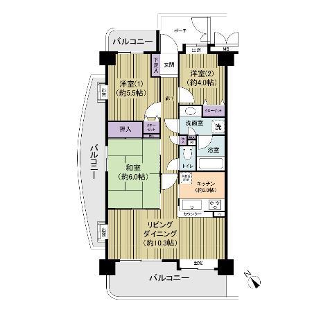 Floor plan. 3LDK, Price 27,800,000 yen, Occupied area 64.32 sq m , Balcony area 22.3 sq m