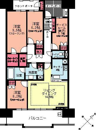 Floor plan. 3LDK+S, Price 58,500,000 yen, It is a family type of footprint 107.41 sq m 3LDK