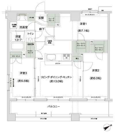 Floor: 3LDK, occupied area: 70.65 sq m, Price: TBD