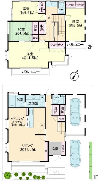 Floor plan. 69,800,000 yen, 4LDK, Land area 171.01 sq m , Building area 160.22 sq m
