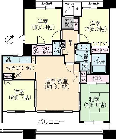 Floor plan. 4LDK, Price 40,990,000 yen, Occupied area 91.85 sq m , Balcony area 20.27 sq m wide span type of 4LDK