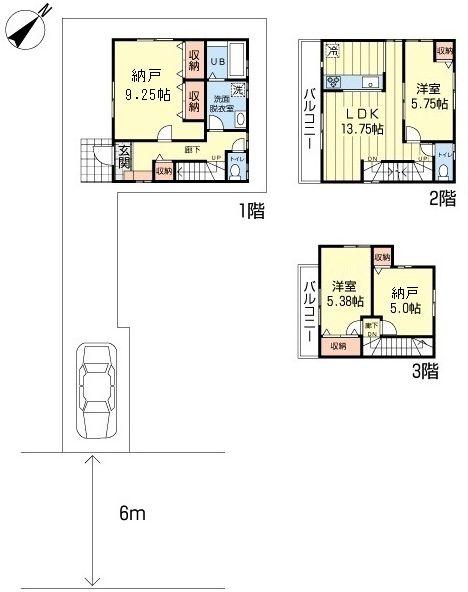 Floor plan. (1 Building), Price 39,800,000 yen, 2LDK+2S, Land area 92.4 sq m , Building area 96.58 sq m