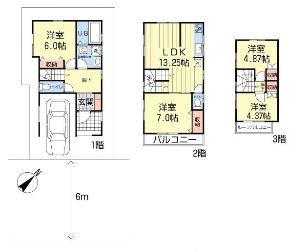 Floor plan. (Building 2), Price 41,800,000 yen, 3LDK+S, Land area 72.97 sq m , Building area 97.19 sq m