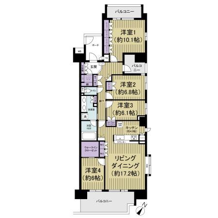 Floor plan. 4LDK, Price 66,800,000 yen, Footprint 118.32 sq m , Balcony area 26.22 sq m
