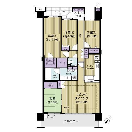 Floor plan. 4LDK, Price 54,700,000 yen, Footprint 117.61 sq m , Balcony area 16.8 sq m