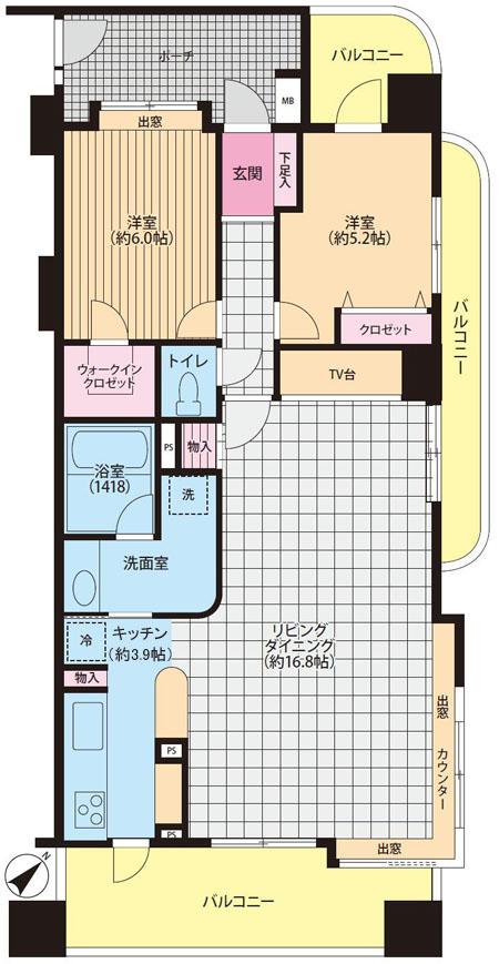 Floor plan. 2LDK, Price 37 million yen, Footprint 76.2 sq m , Change to the balcony area 18.81 sq m 3LDK Allowed