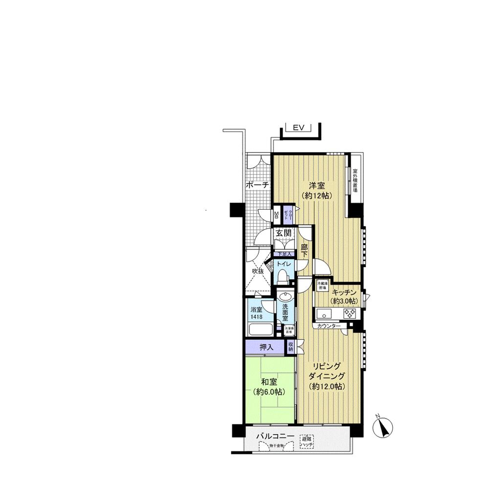 Floor plan. 2LDK, Price 30,800,000 yen, Occupied area 71.05 sq m , Balcony area 8.01 sq m
