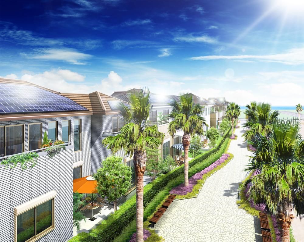 Cityscape Rendering. Cityscape Rendering ~ Palm Promenade "Palm Promenade" is pedestrian-only road that does not pass through the car. Also placed bench so that you can take advantage of as well as a space for families and residents to each other of the rest.
