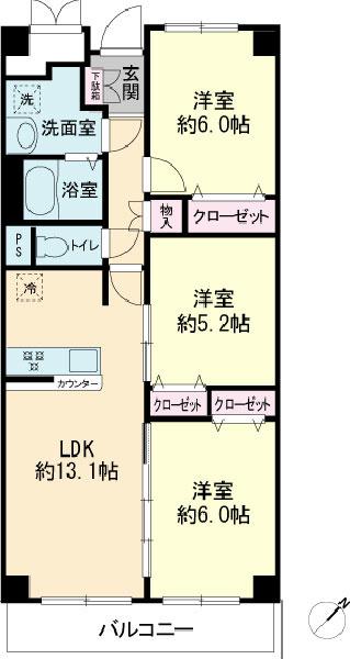 Floor plan. 3LDK, Price 30,800,000 yen, Footprint 66.6 sq m
