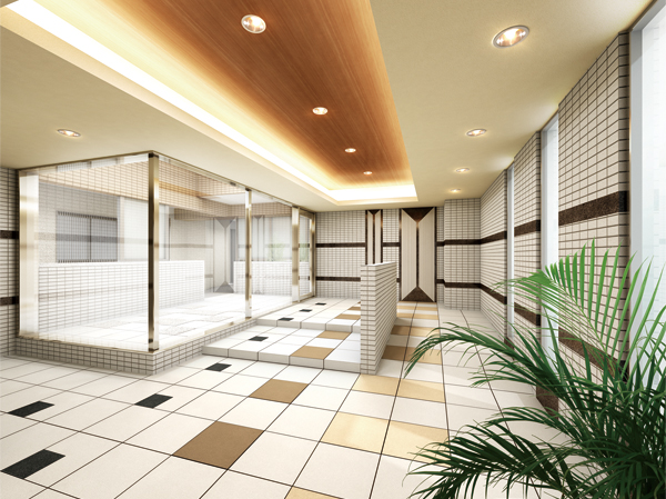 Buildings and facilities. Design to sincerely welcome those who live. I am able to feel its appeal to visitors and, It is graceful Yingbin space to the mansion that gives off the presence and elegance. (Entrance Hall Rendering)