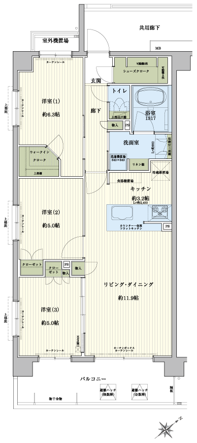 Floor: 3LDK + WIC + SC, the area occupied: 69.3 sq m, Price: 42,708,076 yen, now on sale