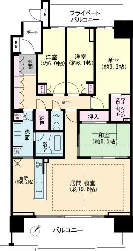 Floor plan. 4LDK, Price 54,800,000 yen, It is a family type of footprint 123.68 sq m 4LDK