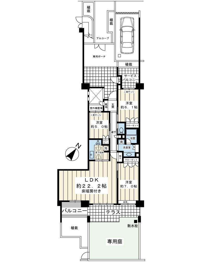 Floor plan. 3LDK, Price 42,800,000 yen, Occupied area 87.05 sq m , Floor plan can be changed on the balcony area 5.25 sq m 4LDK (requires a separate cost)
