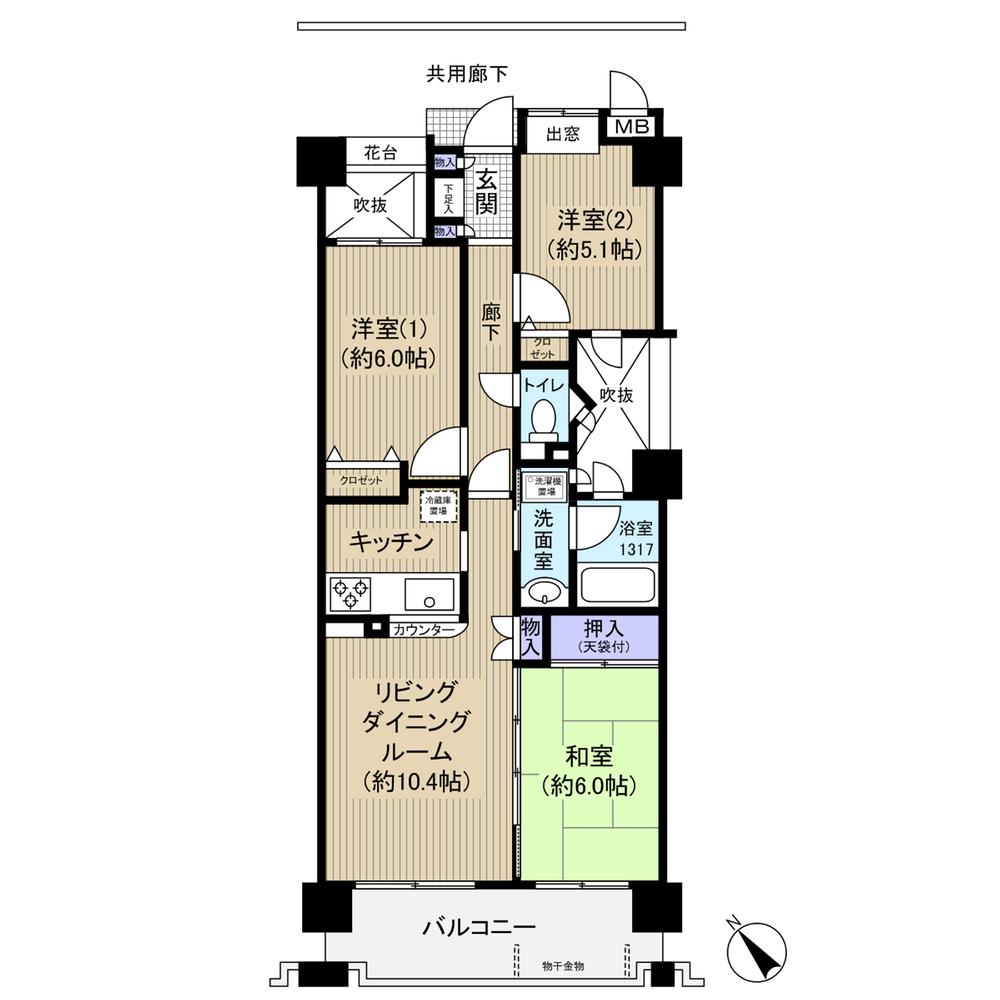 Floor plan. 3LDK, Price 29,800,000 yen, Footprint 68 sq m , Balcony area 9.97 sq m