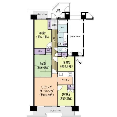 Floor plan. 4LDK, Price 44,800,000 yen, Occupied area 83.19 sq m , Balcony area 12.16 sq m