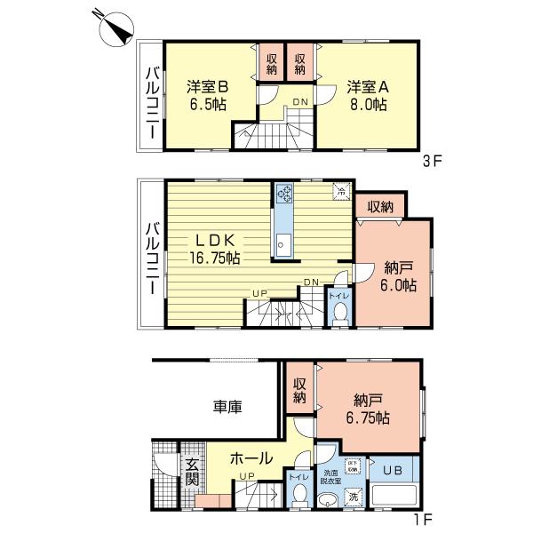 Floor plan. 46,800,000 yen, 2LDK+2S, Land area 76.19 sq m , Building area 115.82 sq m all room 6 quires more