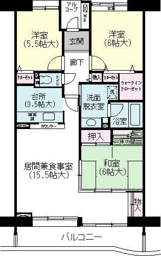 Floor plan. 3LDK, Price 31,900,000 yen, Occupied area 89.11 sq m , Amount of sunlight is abundant on the balcony area 12.32 sq m southwest