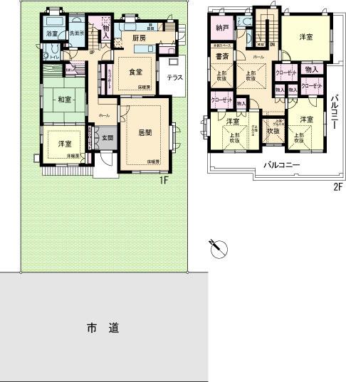Floor plan. 99,800,000 yen, 5LDK+S, Land area 261.69 sq m , Building area 195.92 sq m