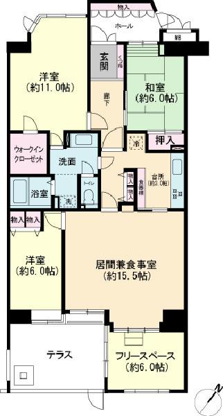 Floor plan. 3LDK, Price 47,800,000 yen, Footprint 123.66 sq m