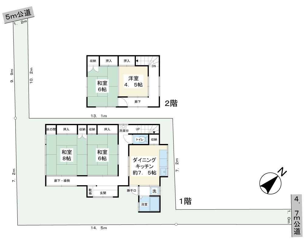 Floor plan. 21,800,000 yen, 4DK, Land area 167.64 sq m , Building area 90.57 sq m building is 4DK, 90.5 square meters.
