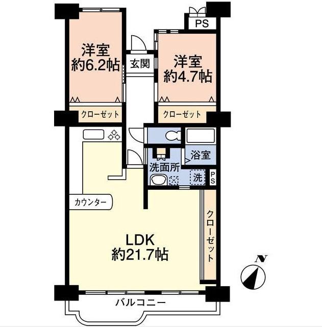 Floor plan. 2LDK, Price 34,500,000 yen, Occupied area 80.88 sq m , Balcony area 8.06 sq m
