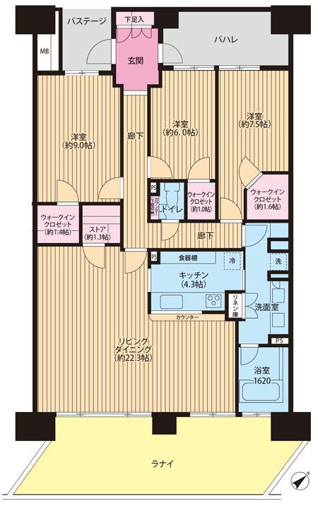 Floor plan. 3LDK, Price 59,800,000 yen, The area occupied 118.1 sq m , Balcony area 27.6 sq m Floor