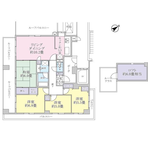 Floor plan. 4LDK, Price 43 million yen, Occupied area 79.59 sq m , Balcony area 11.89 sq m 4LDK, roof balcony ・ With loft