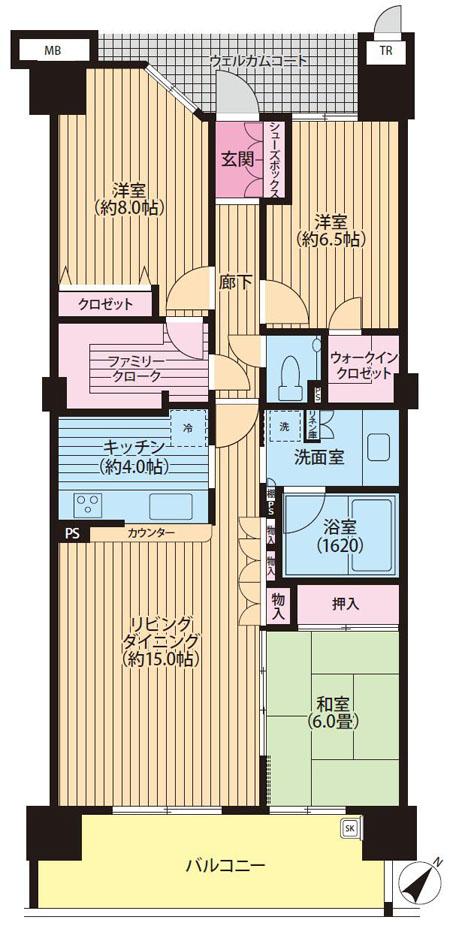 Floor plan. 3LDK, Price 49,800,000 yen, Occupied area 94.05 sq m , Balcony area 13.8 sq m Floor