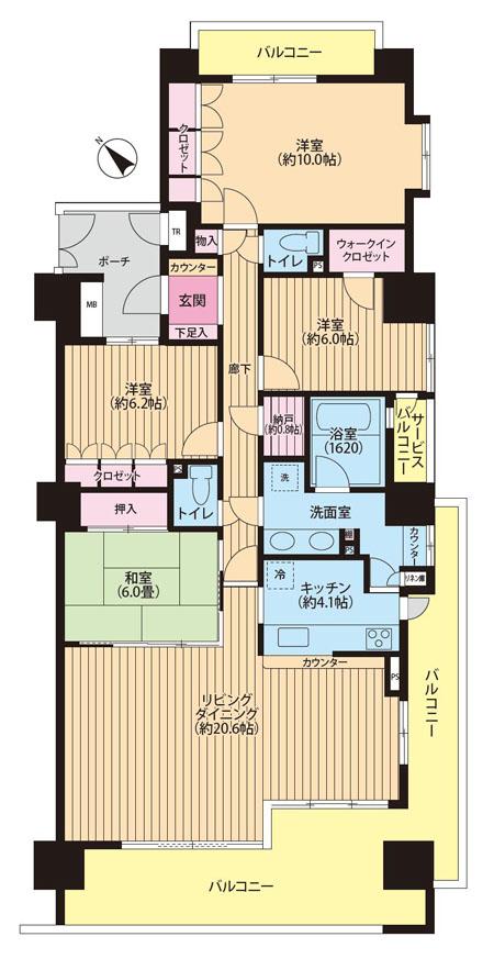 Floor plan. 4LDK, Price 56,800,000 yen, Footprint 122.93 sq m , Balcony area 35.3 sq m Floor