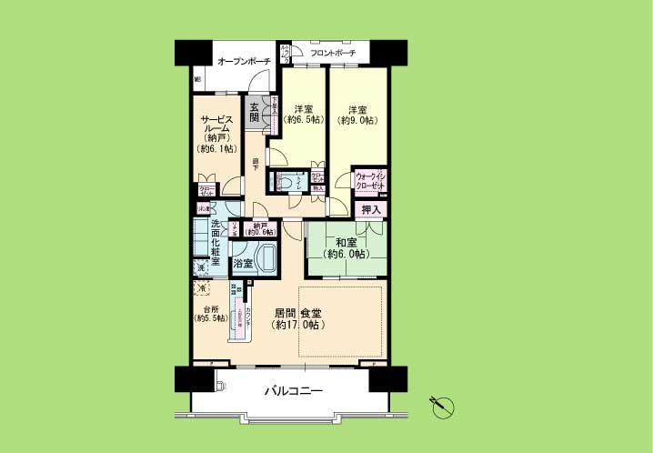 Floor plan. 3LDK+S, Price 52,800,000 yen, Footprint 113.49 sq m , Balcony area 18.4 sq m