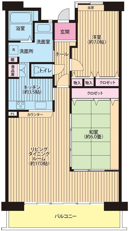 Floor plan. 2LDK, Price 32,500,000 yen, Occupied area 84.11 sq m , Balcony area 11.43 sq m Floor