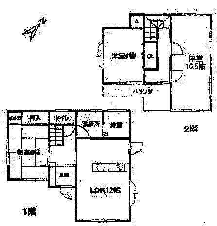Floor plan. 9.8 million yen, 3LDK, Land area 140.5 sq m , Building area 84.45 sq m