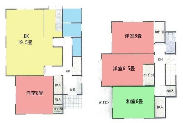 Floor plan. 8 million yen, 4LDK, Land area 135.51 sq m , Building area 110.95 sq m