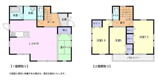 Floor plan. 15.8 million yen, 4LDK, Land area 139.23 sq m , Building area 108.06 sq m