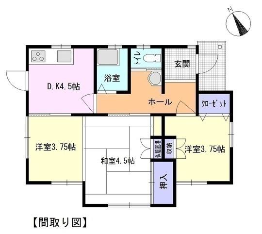 Floor plan. 11.8 million yen, 2DK, Land area 130.25 sq m , Building area 45.54 sq m