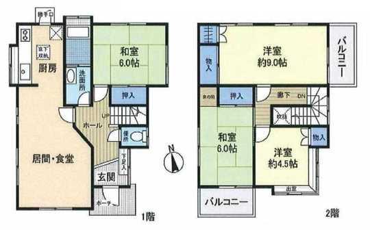 Floor plan. 6.2 million yen, 4LDK, Land area 155.54 sq m , Building area 94.39 sq m
