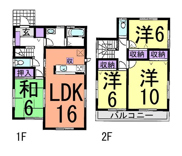 Floor plan. (Building 2), Price 20.5 million yen, 4LDK, Land area 166.32 sq m , Building area 104.33 sq m