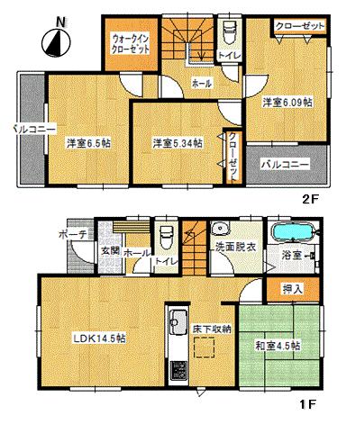 Floor plan. 30,800,000 yen, 4LDK + S (storeroom), Land area 99.15 sq m , Building area 89.01 sq m