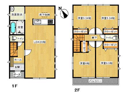 Floor plan. (1 Building), Price 29,800,000 yen, 4LDK, Land area 105.06 sq m , Building area 97.7 sq m