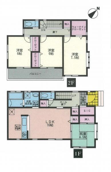 Floor plan. 32,300,000 yen, 4LDK, Land area 154.88 sq m , Building area 105.16 sq m