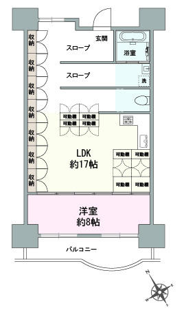 Floor plan. 1LDK, Price 20.8 million yen, Footprint 72.6 sq m , Balcony area 8.75 sq m