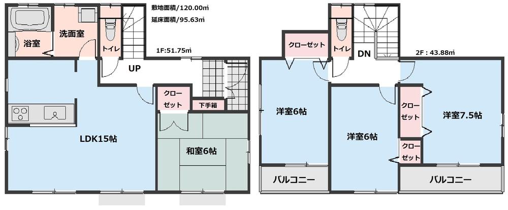 Floor plan. (Building 2), Price 23.8 million yen, 4LDK, Land area 120 sq m , Building area 95.63 sq m